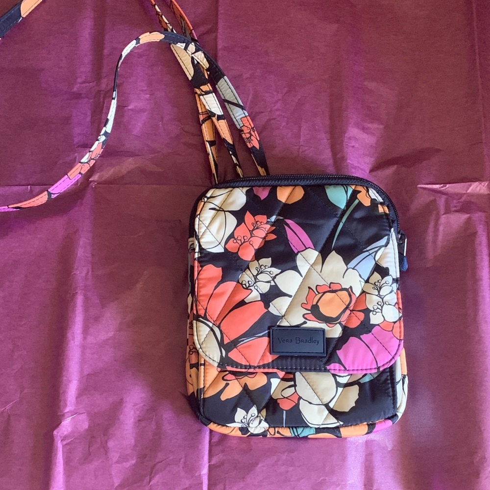 Vera Bradley Black and Pink Floral Crossbody Bag